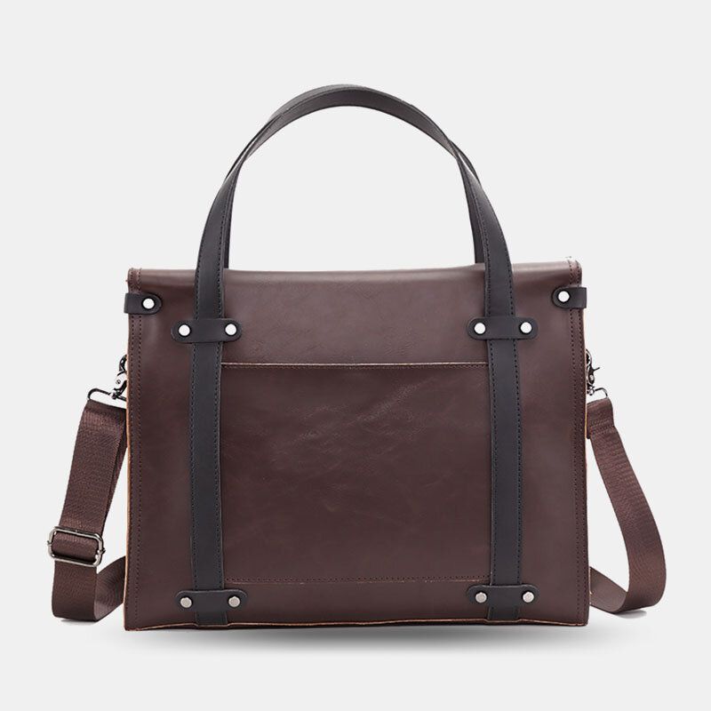 Hombres De Cuero Pu Antirrobo Vintage 14 Pulgadas Bolsa Para Computadora Portátil Bolsa De Hombreajero Maletines Bolso Bandolera Bolso Bandolera