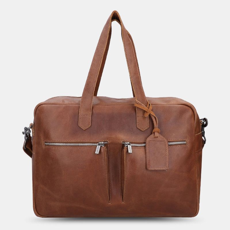 Hombres De Cuero Pu De Gran Capacidad Multibolsillos Vintage 14 Pulgadas Bolsa Para Computadora Portátil Bolso De Viaje Bolso De Hombro Bolso De Hombreajero Bolsos Cruzados