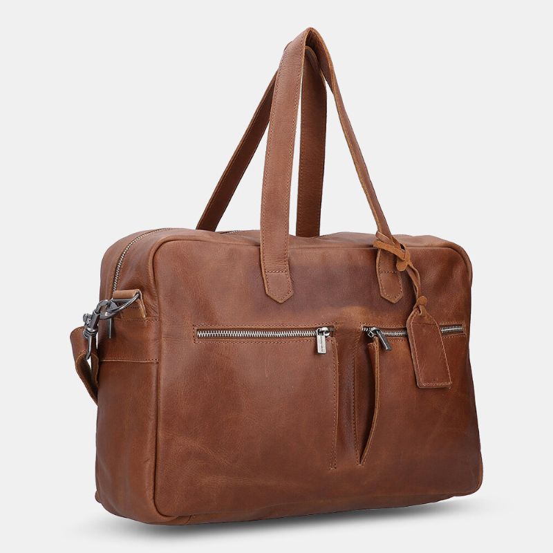 Hombres De Cuero Pu De Gran Capacidad Multibolsillos Vintage 14 Pulgadas Bolsa Para Computadora Portátil Bolso De Viaje Bolso De Hombro Bolso De Hombreajero Bolsos Cruzados