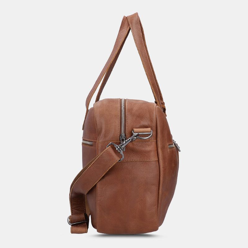 Hombres De Cuero Pu De Gran Capacidad Multibolsillos Vintage 14 Pulgadas Bolsa Para Computadora Portátil Bolso De Viaje Bolso De Hombro Bolso De Hombreajero Bolsos Cruzados