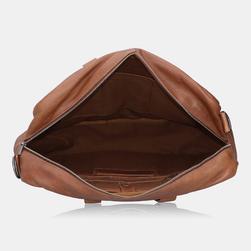 Hombres De Cuero Pu De Gran Capacidad Multibolsillos Vintage 14 Pulgadas Bolsa Para Computadora Portátil Bolso De Viaje Bolso De Hombro Bolso De Hombreajero Bolsos Cruzados