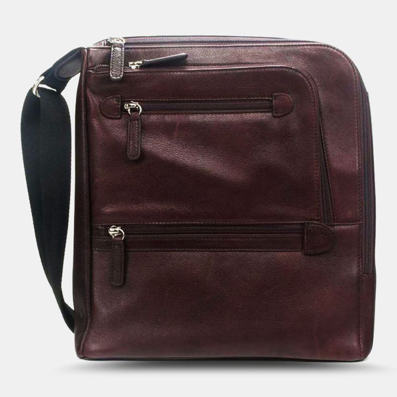 Hombres De Cuero De Pu De Gran Capacidad Multifunción Vintage 6.3 Pulgadas Bolsa De Teléfono Bolsos Bandolera Bolso De Hombro