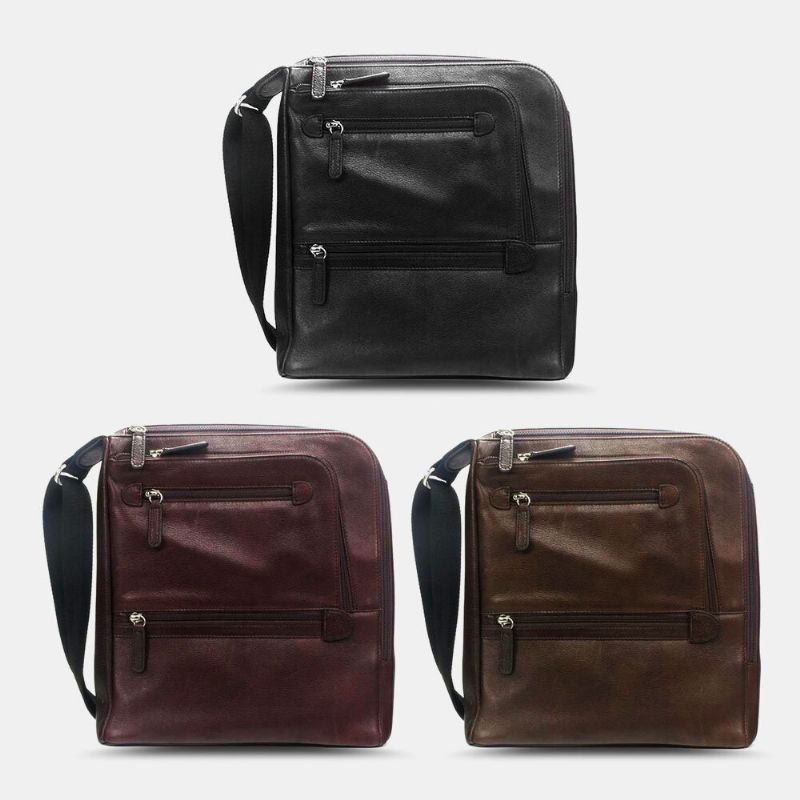 Hombres De Cuero De Pu De Gran Capacidad Multifunción Vintage 6.3 Pulgadas Bolsa De Teléfono Bolsos Bandolera Bolso De Hombro