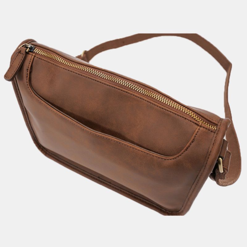 Hombres De Cuero De Pu De Gran Capacidad Vintage 6.3 Pulgadas Bolsa De Teléfono Bolsa De Hombreajero Bolsos De Bandolera Bolso De Hombro