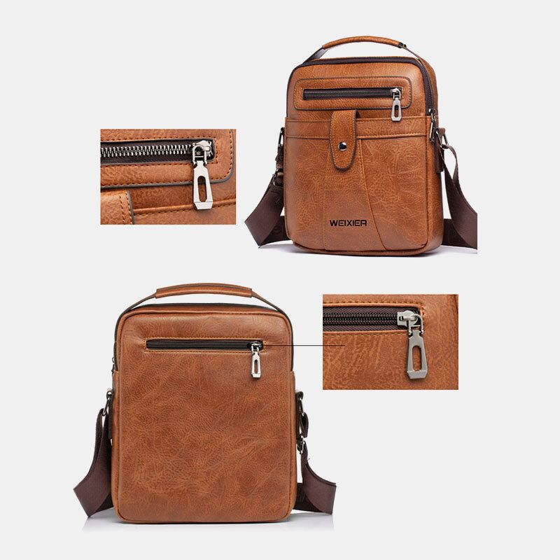 Hombres De Cuero Sintético Busienss Retro Multi-carry Handbag Crossbody Bag