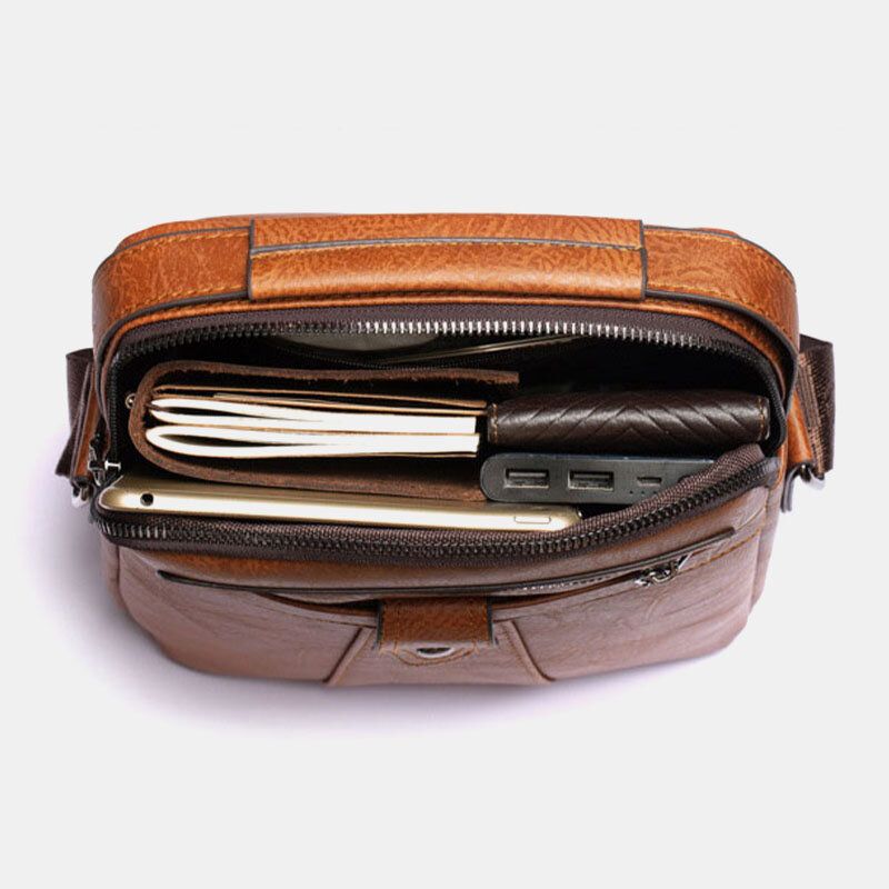 Hombres De Cuero Sintético Busienss Retro Multi-carry Handbag Crossbody Bag