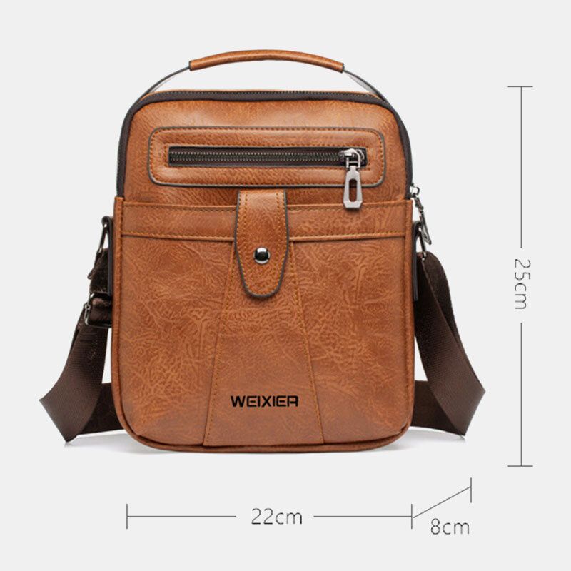 Hombres De Cuero Sintético Busienss Retro Multi-carry Handbag Crossbody Bag