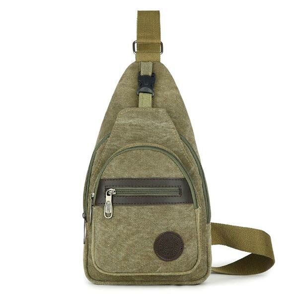 Hombres Lona Casual Travel Outdoor Black Khaki Coffee Chest Crossbody Bag