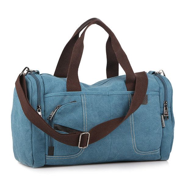 Hombres Lona Casual Viaje Al Aire Libre Gran Bolso De Café De Color Caqui Bolso Bandolera