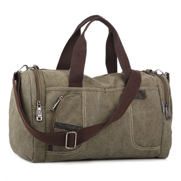 Hombres Lona Casual Viaje Al Aire Libre Gran Bolso De Café De Color Caqui Bolso Bandolera