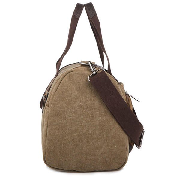 Hombres Lona Casual Viaje Al Aire Libre Gran Bolso De Café De Color Caqui Bolso Bandolera