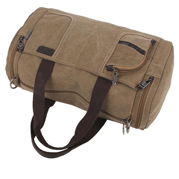 Hombres Lona Casual Viaje Al Aire Libre Gran Bolso De Café De Color Caqui Bolso Bandolera