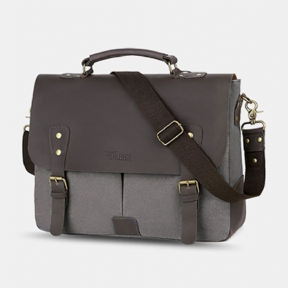 Hombres Lona Cubierta De Gran Capacidad Cremallera Vintage Business Messenger Bag Bolsa Para Portátil Bolso Bandolera Bolso