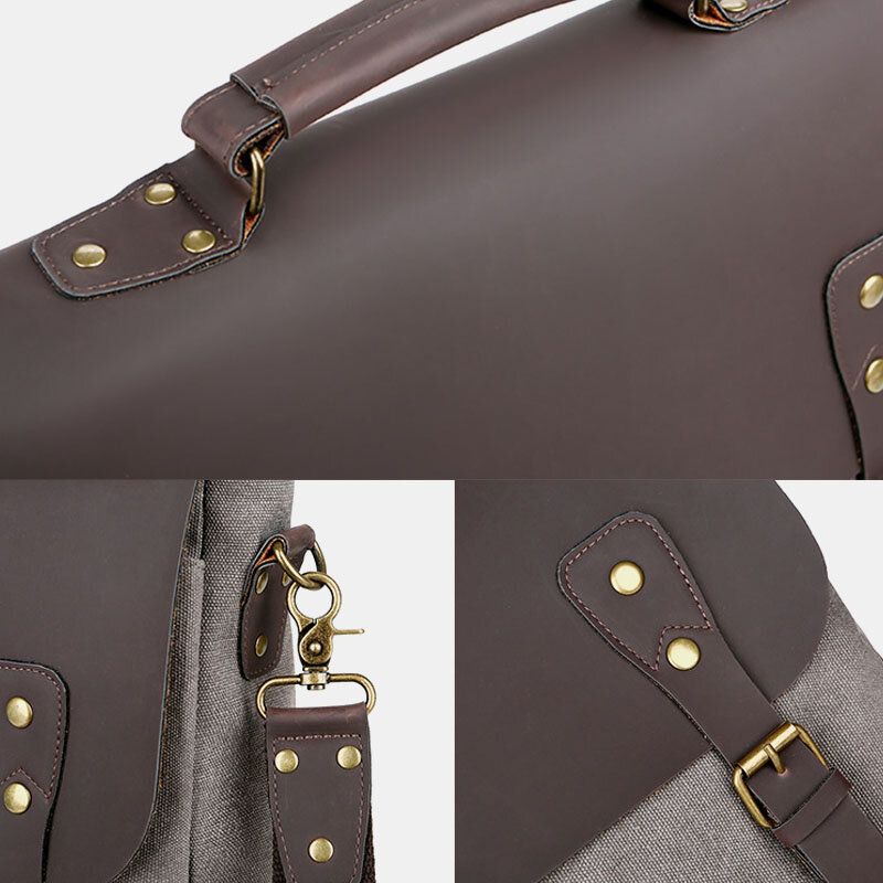 Hombres Lona Cubierta De Gran Capacidad Cremallera Vintage Business Messenger Bag Bolsa Para Portátil Bolso Bandolera Bolso