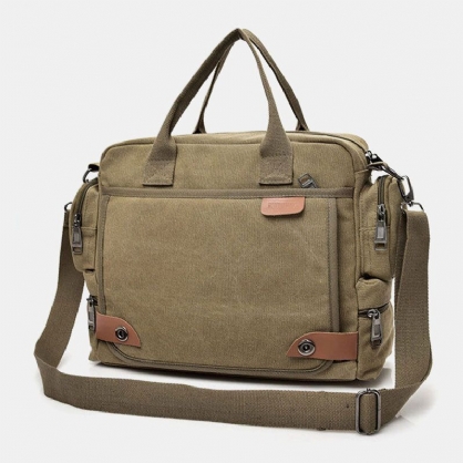 Hombres Lona Gran Capacidad Multibolsillos Casual 13.3 Pulgadas Bolsa Para Computadora Portátil Bolsos Cruzados Bolso Bandolera Maletín