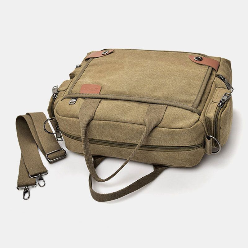 Hombres Lona Gran Capacidad Multibolsillos Casual 13.3 Pulgadas Bolsa Para Computadora Portátil Bolsos Cruzados Bolso Bandolera Maletín