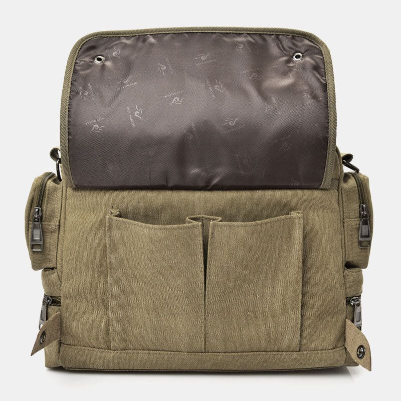 Hombres Lona Gran Capacidad Multibolsillos Casual 13.3 Pulgadas Bolsa Para Computadora Portátil Bolsos Cruzados Bolso Bandolera Maletín