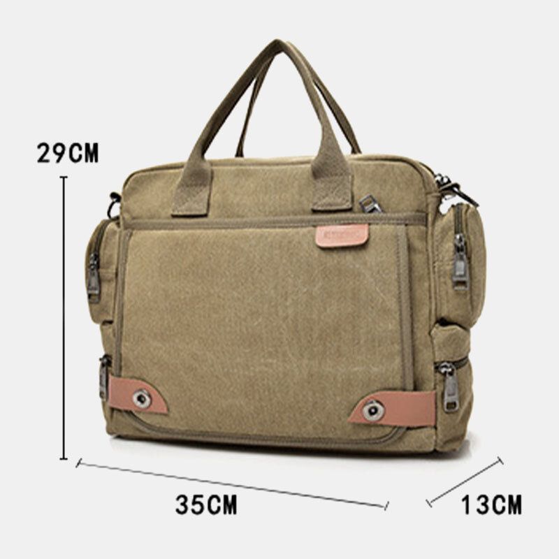 Hombres Lona Gran Capacidad Multibolsillos Casual 13.3 Pulgadas Bolsa Para Computadora Portátil Bolsos Cruzados Bolso Bandolera Maletín