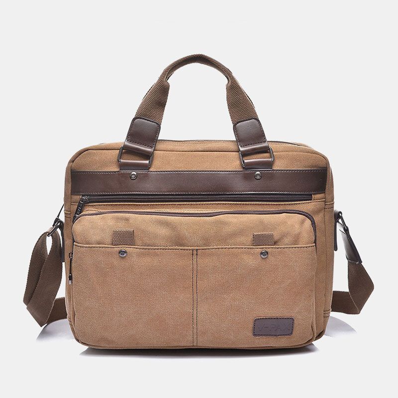 Hombres Lona Impermeable Resistente Al Desgaste Casual 14 Pulgadas Bolsa Para Computadora Portátil Bolsa De Hombreajero Bolsos Cruzados Bolso Bandolera Bolso