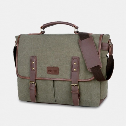 Hombres Lona Multi-bolsillo Resistente Al Desgaste Vintage Business Messenger Bag Bolsa Para Portátil Bolso Bandolera Bolso