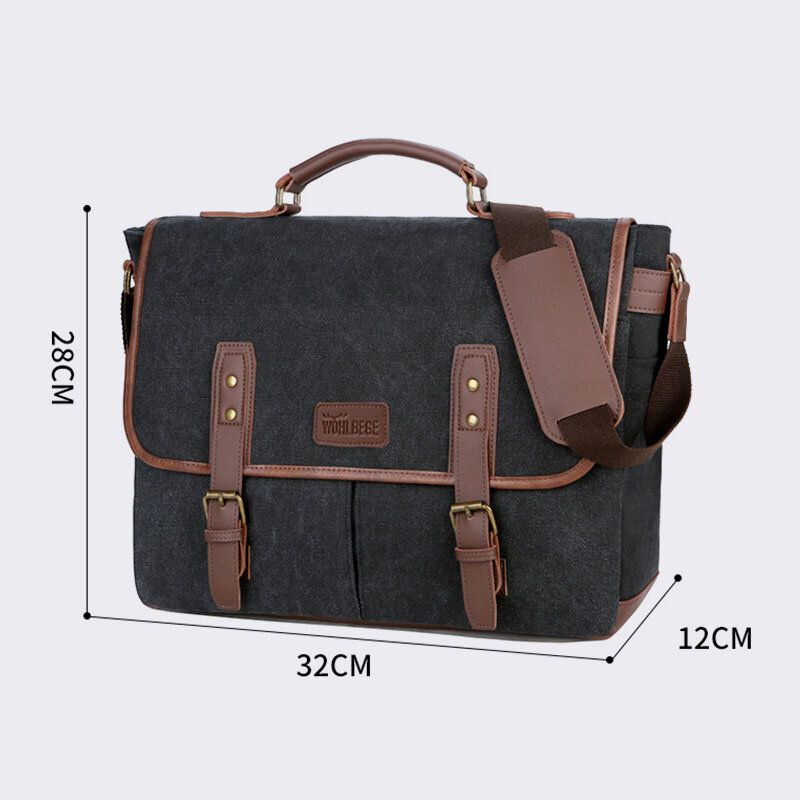 Hombres Lona Multi-bolsillo Resistente Al Desgaste Vintage Business Messenger Bag Bolsa Para Portátil Bolso Bandolera Bolso