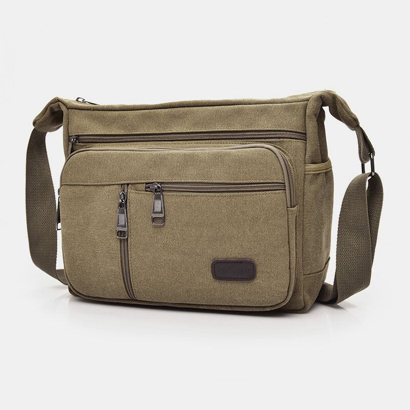 Hombres Lona Multicapas Gran Capacidad Casual Color Sólido Bolso Bandolera Bolso Bandolera