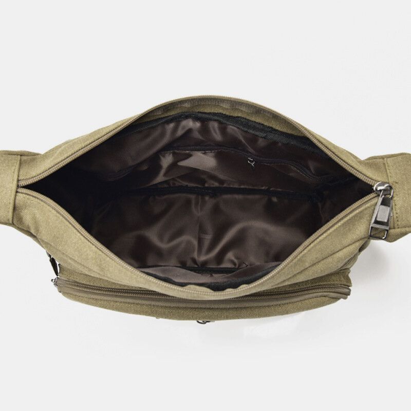 Hombres Lona Multicapas Gran Capacidad Casual Color Sólido Bolso Bandolera Bolso Bandolera