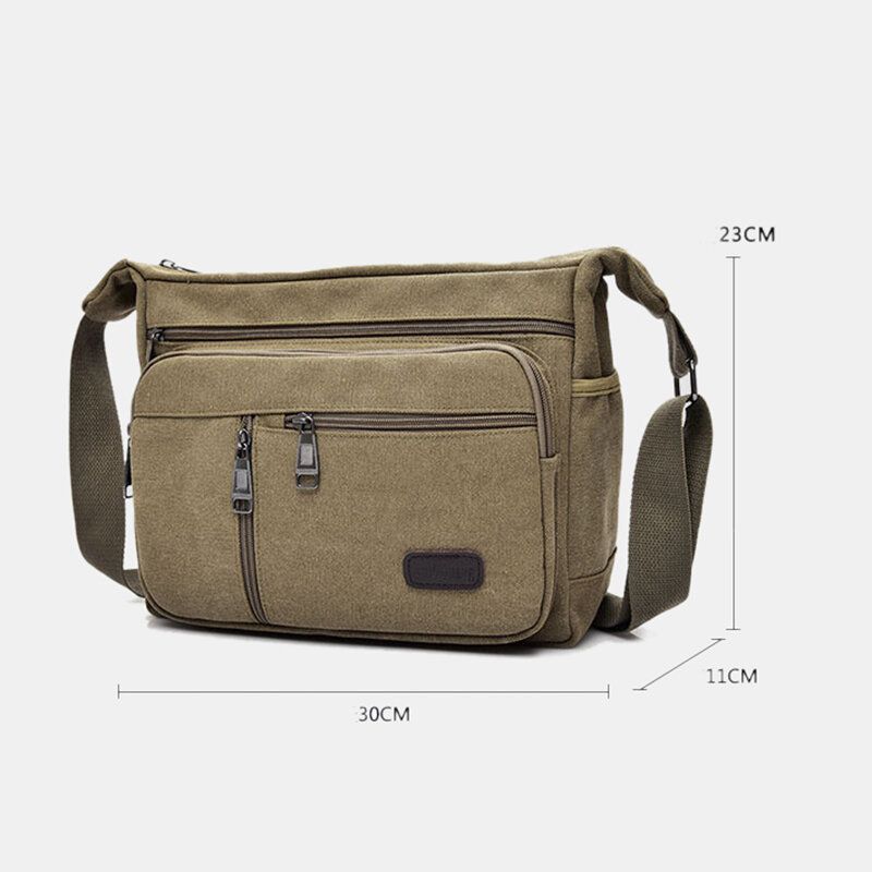 Hombres Lona Multicapas Gran Capacidad Casual Color Sólido Bolso Bandolera Bolso Bandolera