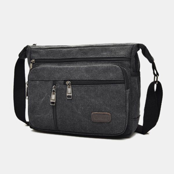 Hombres Lona Multicapas Gran Capacidad Casual Color Sólido Bolso Bandolera Bolso Bandolera