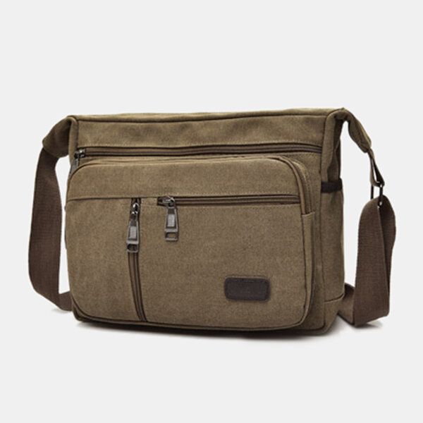 Hombres Lona Multicapas Gran Capacidad Casual Color Sólido Bolso Bandolera Bolso Bandolera