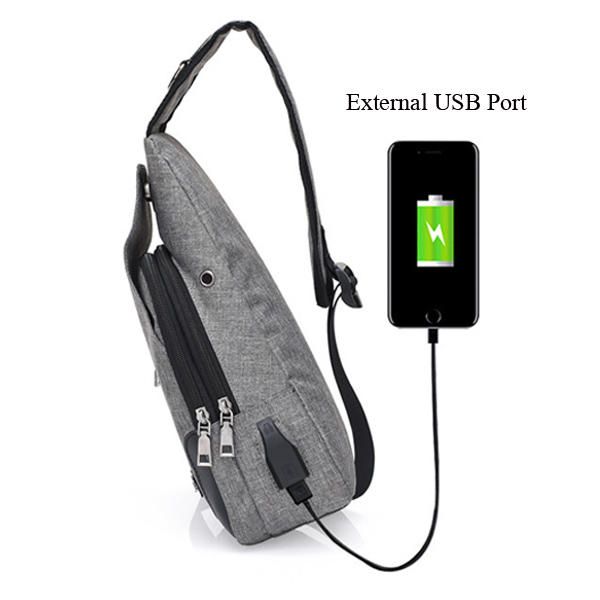 Hombres Mujeres Puerto Usb Bolso De Pecho Informal Al Aire Libre Bolso Bandolera