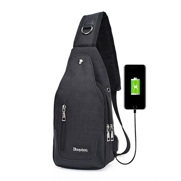 Hombres Mujeres Puerto Usb Bolso De Pecho Informal Al Aire Libre Bolso Bandolera