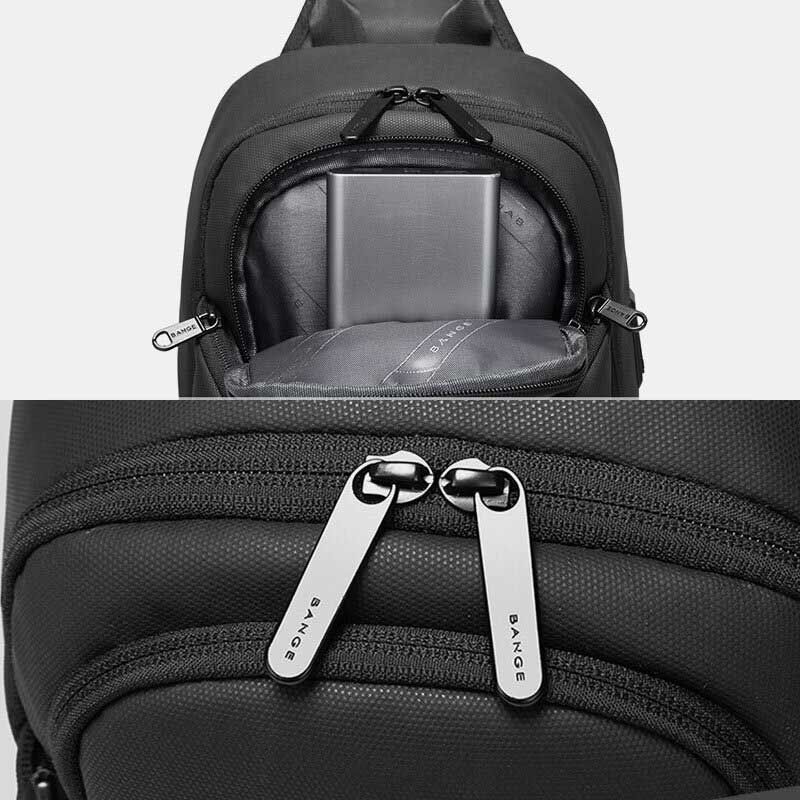 Hombres Oxford Antirrobo De Carga Usb Multibolsillos Impermeable Al Aire Libre Bandolera Bolsa De Pecho Bolsa De Honda