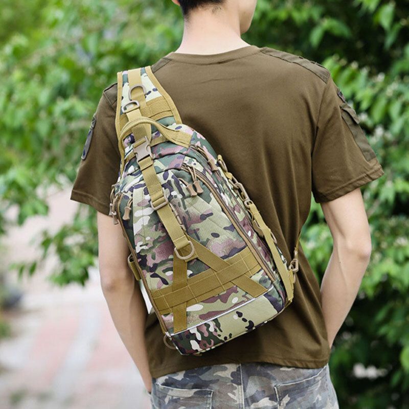 Hombres Oxford Camo Multifunción Impermeable Deportes Al Aire Libre Equitación Bolso De Hombro Táctico Bolso Bandolera Bolsa De Pecho