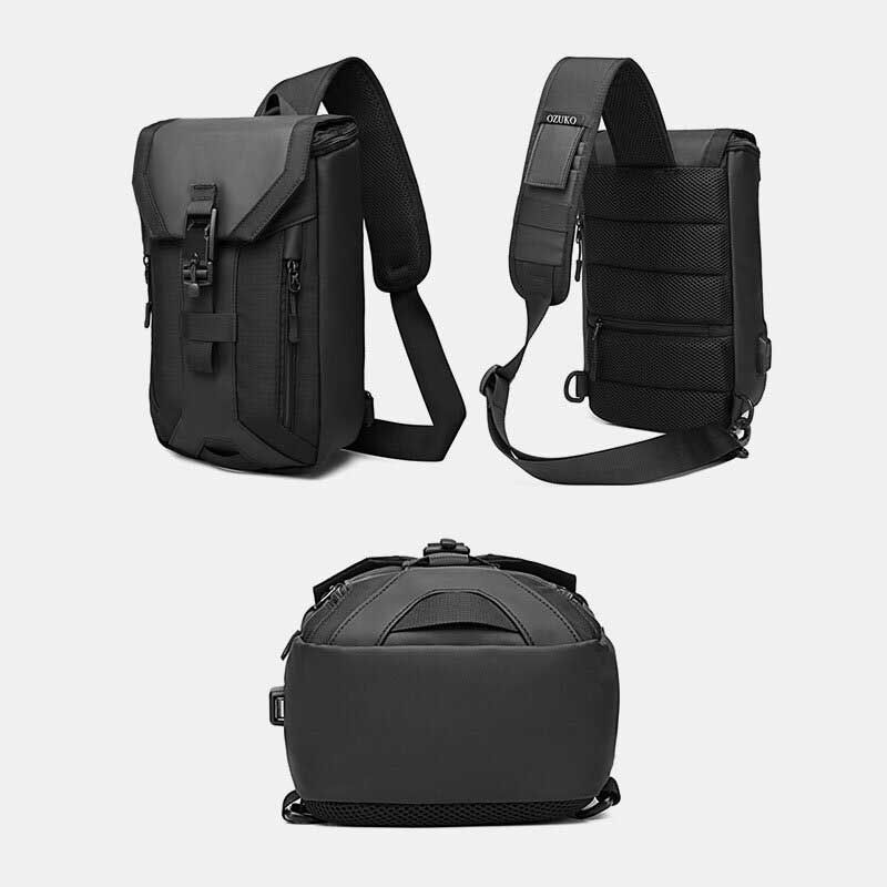 Hombres Oxford Carga Usb Multi-bolsillo 3 Ranuras Para Tarjetas Bolso Bandolera Impermeable Al Aire Libre Bolso Bandolera Bolso Bandolera