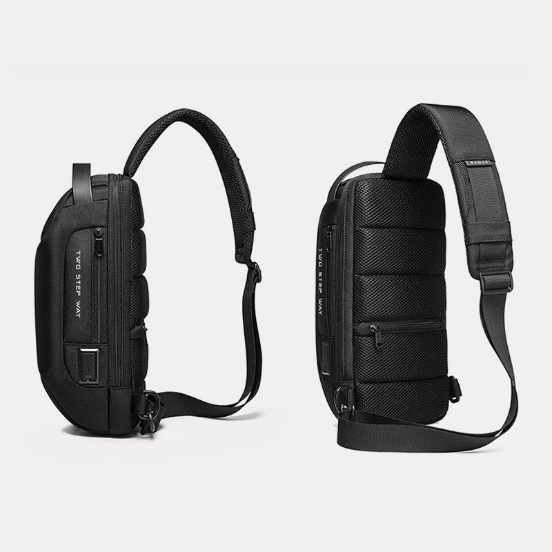 Hombres Oxford Carga Usb Multicapas Impermeable Al Aire Libre Bolso Bandolera Bolso Bandolera Bolso Bandolera