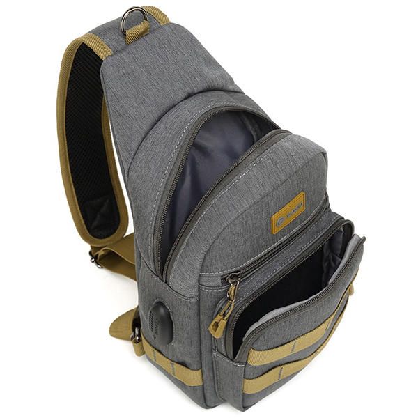 Hombres Oxford Casual Bandolera Bandolera Bolsa De Viaje Carga Usb Bolsa Impermeable