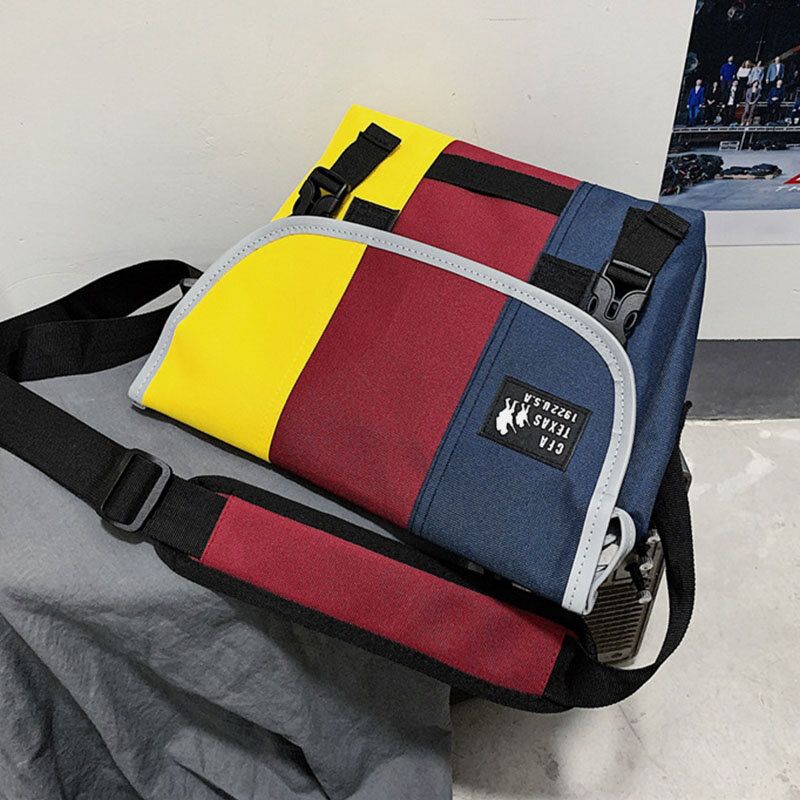 Hombres Oxford Three-color Patchwork Reflectante Hip-hop Sports Crossbody Bag Hippie Bag Bolsa De Hombro