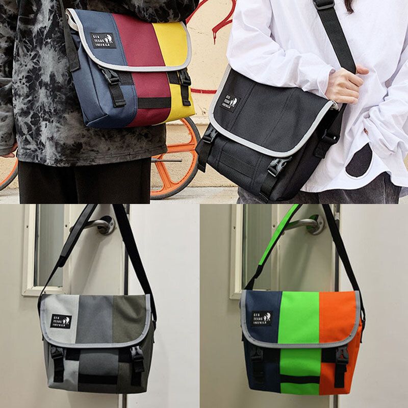 Hombres Oxford Three-color Patchwork Reflectante Hip-hop Sports Crossbody Bag Hippie Bag Bolsa De Hombro