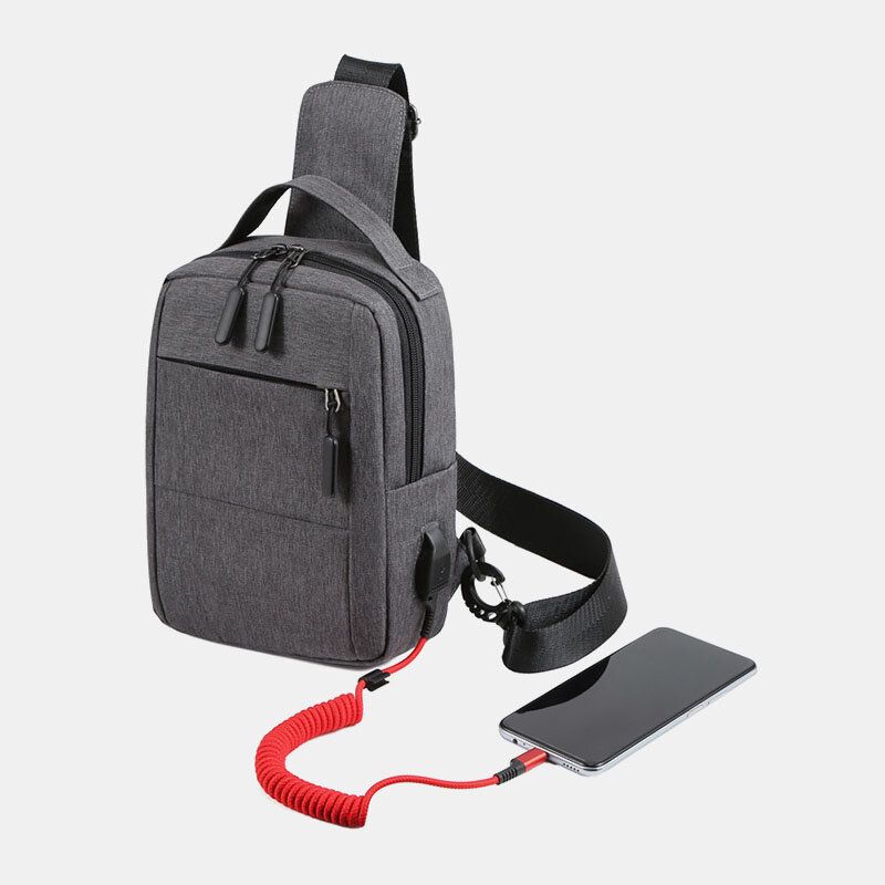 Hombres Poliéster Carga Usb Gran Capacidad Multicapas Bolso Bandolera De Negocios Bolso Bandolera Bolso Bandolera