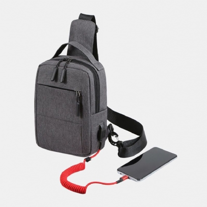 Hombres Poliéster Carga Usb Gran Capacidad Multicapas Bolso Bandolera De Negocios Bolso Bandolera Bolso Bandolera