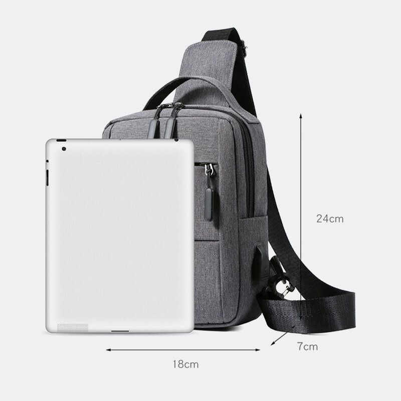 Hombres Poliéster Carga Usb Gran Capacidad Multicapas Bolso Bandolera De Negocios Bolso Bandolera Bolso Bandolera