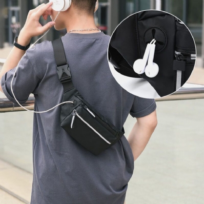 Hombres Poliéster Orificio Para Auriculares Multi-carry Bolso Bandolera Informal Impermeable Bolso En El Pecho Bolso Bandolera