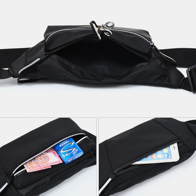 Hombres Poliéster Orificio Para Auriculares Multi-carry Bolso Bandolera Informal Impermeable Bolso En El Pecho Bolso Bandolera