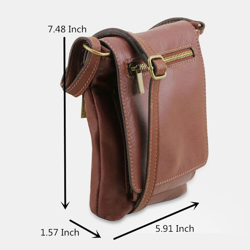 Hombres Pu Cuero Antirrobo Vintage 6.5 Pulgadas Bolso Para Teléfono Bolso Bandolera Bolso Bandolera