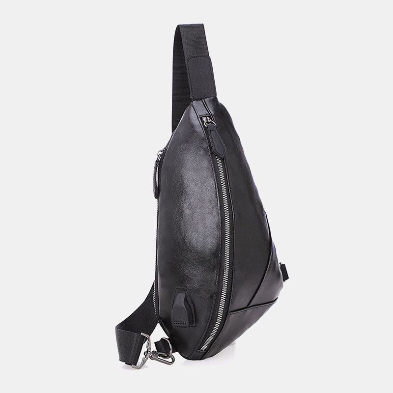 Hombres Pu Cuero Carga Usb Impermeable Casual Bolso Bandolera Bolso Bandolera Bolso Bandolera