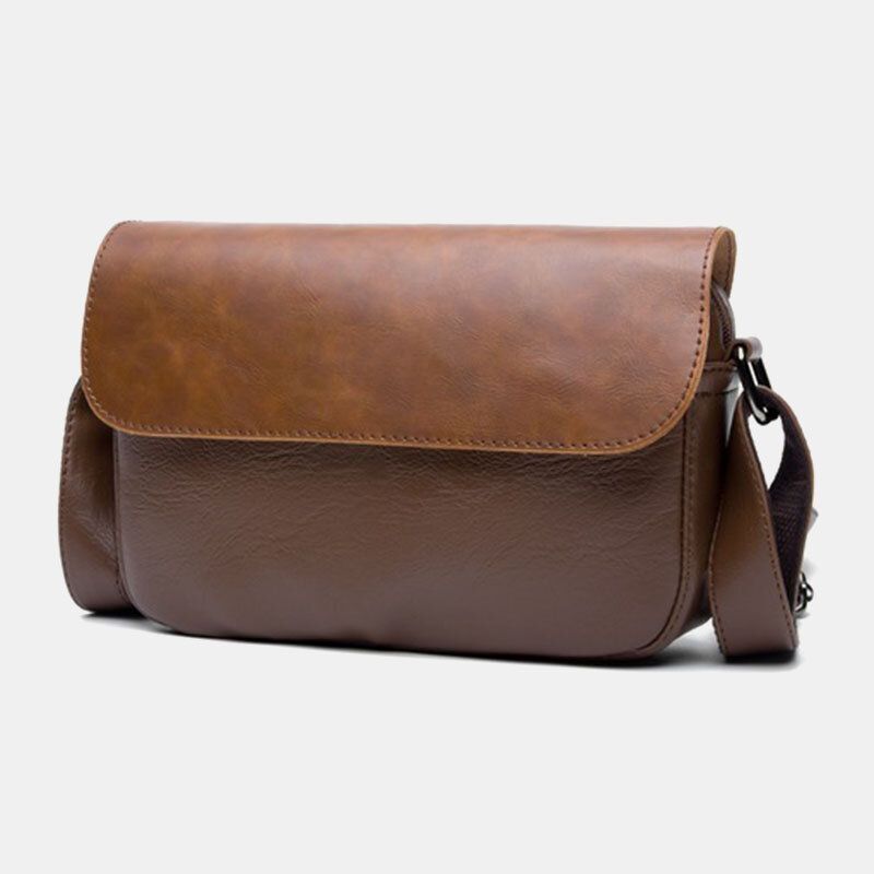 Hombres Pu Cuero Color Sólido Cubierta De Cerrojo Multi-bolsillo Antirrobo Bolso Pequeño En El Pecho Bolso Bandolera Bolsos Cruzados