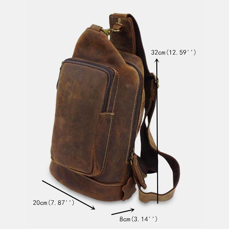 Hombres Pu Cuero De Gran Capacidad Vintage Crossbody Bag Sling Bag Bolsa De Pecho