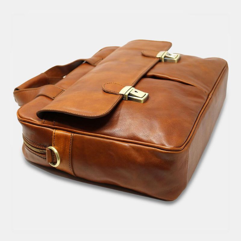 Hombres Pu Cuero Multi-bolsillo 14 Pulgadas Bolsa Para Computadora Portátil Bolsa De Hombreajero Bolsa De Viaje Bolso Bandolera