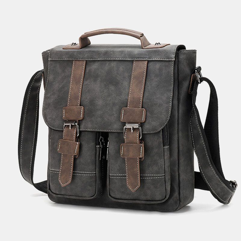 Hombres Pu Cuero Multi-bolsillos Vintage Casual Impermeable Transpirable Crossbody Bolsos Bolsos De Hombro